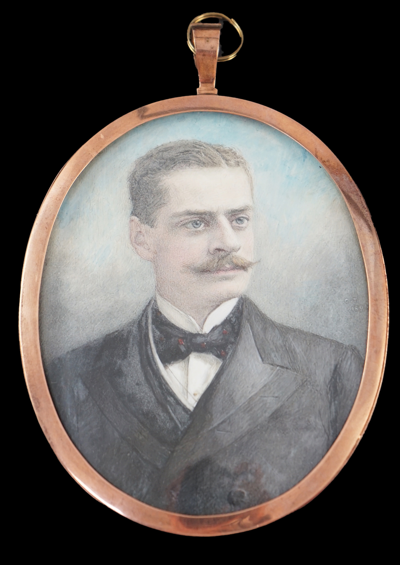 Charles James Turrell (1846-1932), Portrait miniature of a gentleman wearing evening dress, watercolour on ivory, 8.7 x 6.8cm. CITES Submission reference 19NLP2ZW